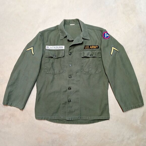 Vintage OG 107 US Army Shirt Jacket Size Small Vietnam War Era 60s Sateen Field - Picture 1 of 13
